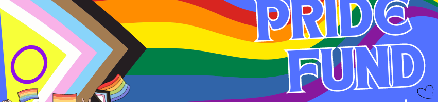 Progress Pride Flag with text that says Boston Acupuncture Project PRIDE Fund. Pins Reducing Illness and Driving Empowerment.